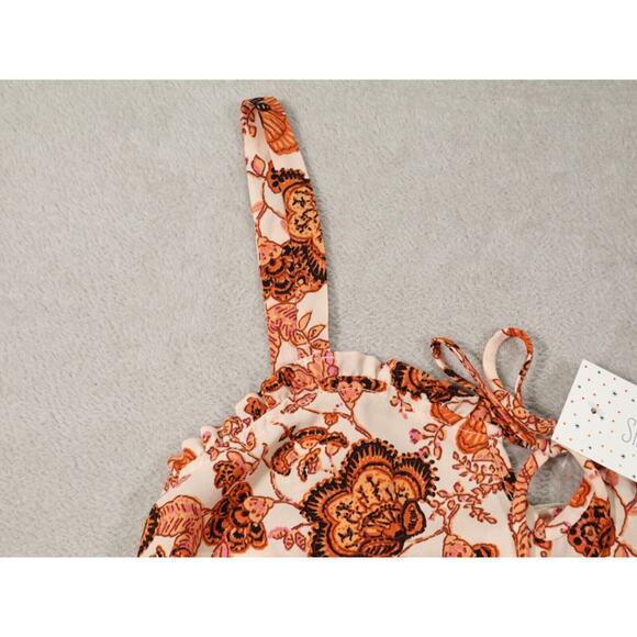 Sienna Sky Womens Orange Floral Cropped Tank Top Blouse Size L - Picture 6 of 9